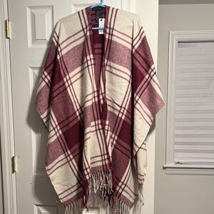 Banana Republic Burgundy and Cream Plaid Scarf